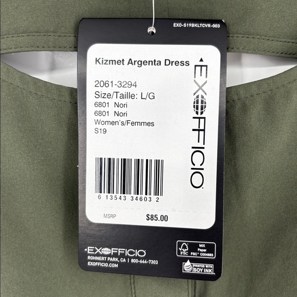 ExOfficio Kizmet Argenta Green Hiking Dress With Pockets Women’s Size Large NWT! - Picture 5 of 15